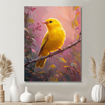Songbird In The Forest Clearing - Yellow Bird Wall Art